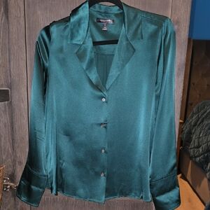 Banana Republic Emerald Green Silk Blouse M